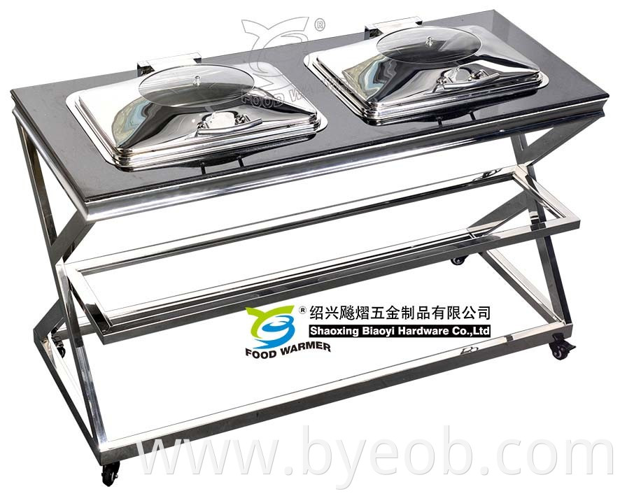 Mobile Two Buffet Chafer with Chafing Dish Table and Heater